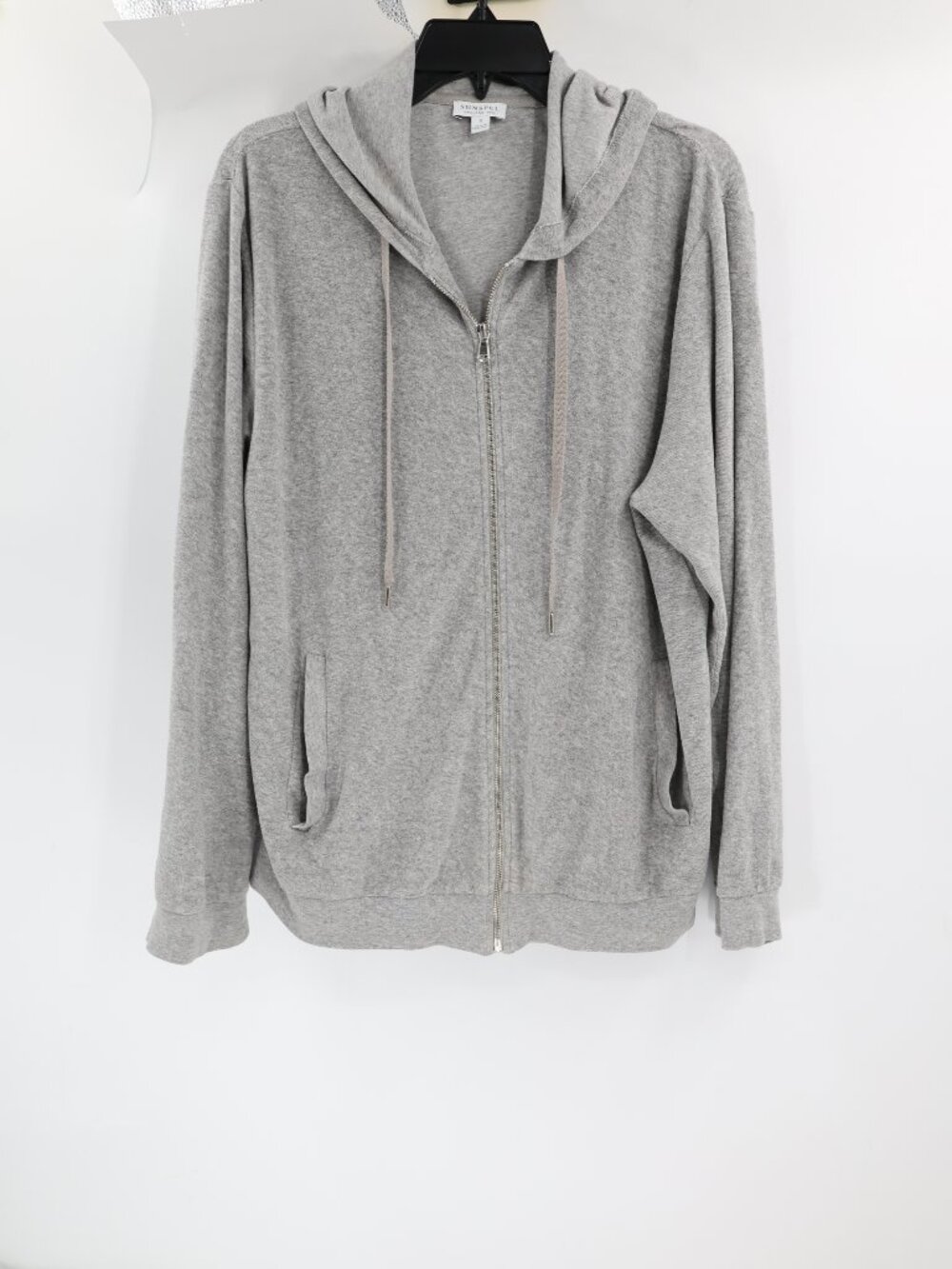 Sunspel Hoodie Sweatshirt Womens Small Full Zip Drawstring Cotton french terry